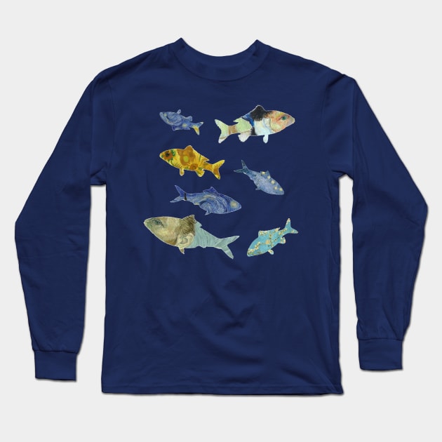 Vincent Van Gogh Fish Long Sleeve T-Shirt by RetroSalt